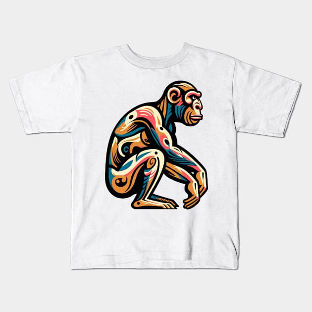 Pop art monkey illustration. cubism illustration of monkey Kids T-Shirt by gblackid